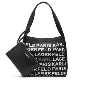Karl Lagerfeld Black and White Logo Tote with Pouch